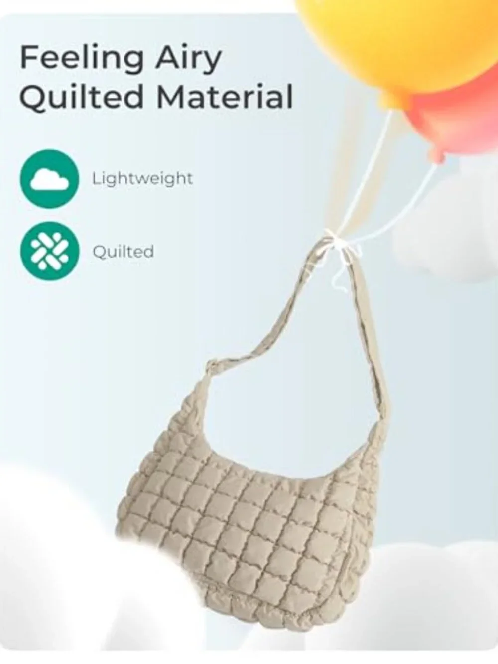 Quilted Hobo Crossbody Purse with Adjustable Strap Fits iPad